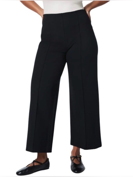 SPANX Pants - SPANX Perfect Pull On Crop Wide Leg Ponte Pants Black Petite NWT Size SP